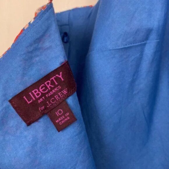 J.Crew x Liberty 10 Spaghetti Strap Dress Betsy Ann Floral Print Blue Red - Picture 9 of 13